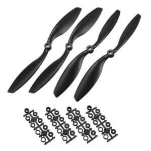TOP VIGOR 4pcs CW CCW RC Propellers 8045 8x4.5 Inch for RC Airplane Shows and Toys with Adapter Rings Nylon Black 2CW 2CCW