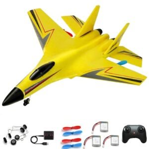 Crohorizon Jet RC Airplanes for Kids and Adults 2CH Foam Remote Control Glider Fighter Toy Yellow