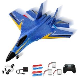 Crohorizon RC Jet Hobby Foam Remote Control Airplane 2CH Outdoor Glider Fighter Toy for Teens and Adults Blue