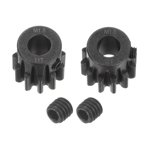 uxcell Mod 1.5 Pinion Gear Set 8mm Shaft 11T 12T Motor Gears Hardened Steel Pinion Gear for Zeod RC Engine Car Truck 2pcs