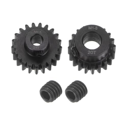 uxcell Mod 1.5 Pinion Gear Set 8mm Shaft 20T 21T Motor Gears Hardened Steel for RC Car Wheels Locked