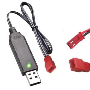 USB Charger Cable for 3.7V LiPo Battery with JST 2 Pin Plug Perfect for Fuel Tank RC Plane and Other Remote Control Toys