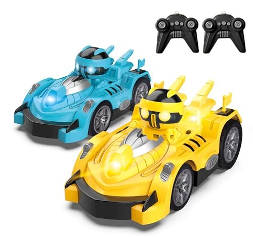 Klsniur 2 Pack Remote Control Cars Toys with LED Light Music Best Temp Gun for RC Cars Ages 6 12