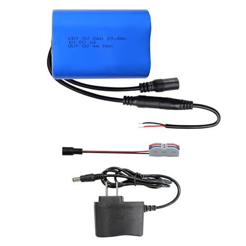 KBT 5V 8Ah Lithium Ion Battery Pack with DC5521 Connector for BRP Wheels RC Cars and DIY Projects