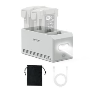 NOITI Battery Charger for DJI Mini 3 Pro/Mini 4 Pro Drone Batteries RC RC-N1 RC-N2 Remote Controller, Two-Way Mini 4 Pro/Mini 3 Pro Fast Charging Hub with 5 Level LED Light and SOS Emergency Mode