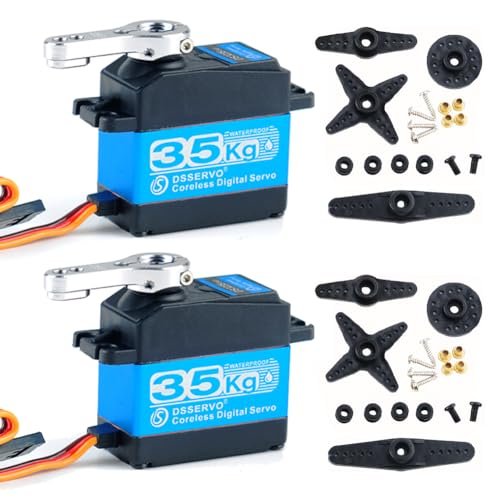 Pack of 2 DS3235 35KG High Speed RC Digital Servo Coreless Motor Stainless Steel Metal Gear 7.4V Waterproof IP66 for RC Groups Boats DIY Robotic and Racing Cars