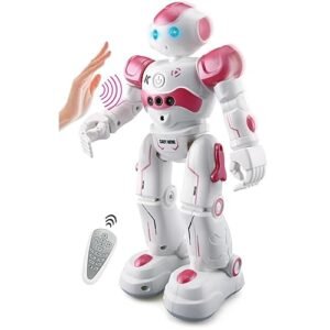 PowerTRC RC Robot Toys for Kids, Remote Control Smart Robot, Programmable, Gesture Sensing Toy with Light & Sound Birthday Gift Present for Age 6 7 8 9 10+, Pink, RBR2 Pink-K