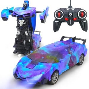 SCKTYZS Remote Control Car for Kids 2.4Ghz One Button Deformation 360 Rotating Drifting Racing Car with LED Lights