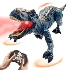 Moskiddo Dinosaur RC Robot Toy Blue T Rex Electronic Remote Control Dino for Kids Ages 3 to 12