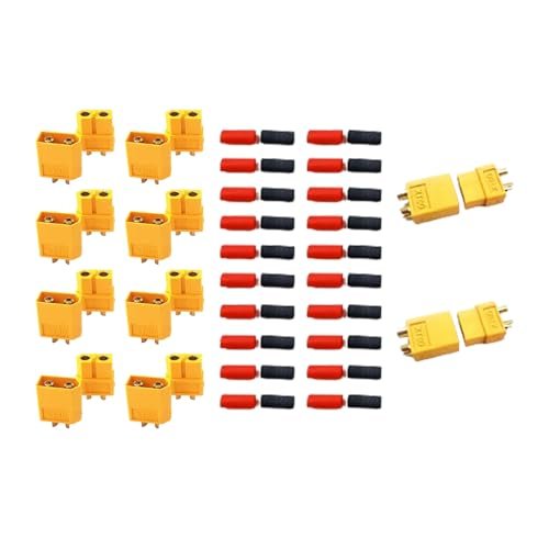 10 Pairs XT60 Connector Set with Heat Shrinkable Tubes for RC Aircraft and Auto Parts