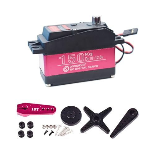HOOYIJ 12V Waterproof IP66 150KG Digital RC Servo for Large Turbine RC Helicopters 1/5 Stainless Steel Gear High Torque Servo with 18T Arm 270° Control Angle