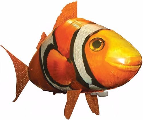 AUOK Indoor RC Remote Control Shark Toy Infrared Flying Clown Fish Balloon Anti Gravity Hovering Party Decor Gift Orange