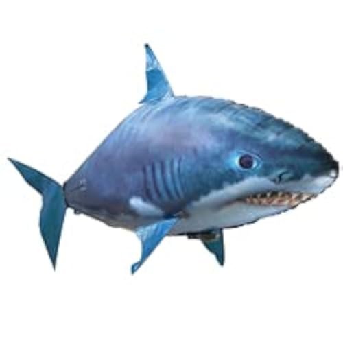 AUOK Remote Control Shark Toys Infrared RC Flying Clown Fish Balloon for Fun with RC Cars Blue Indoor Toy