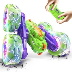AjiAoo Exceed Nitro RC Cars Remote Control Dinosaur Toy for Kids Rechargeable 360 Flip Stunt Car with LED Lights