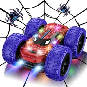 Kazswitle RC Cars for Dogs 2.4Ghz Double Sided 360 Flips 4WD Stunt Car with Colorful LED Lights Rechargeable Toy for Pets