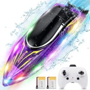 HEXSOLID Bud Light RC Boat for Kids and Adults 2.4 GHZ Remote Control Racing Boat with Capsize Recovery and LED Lights