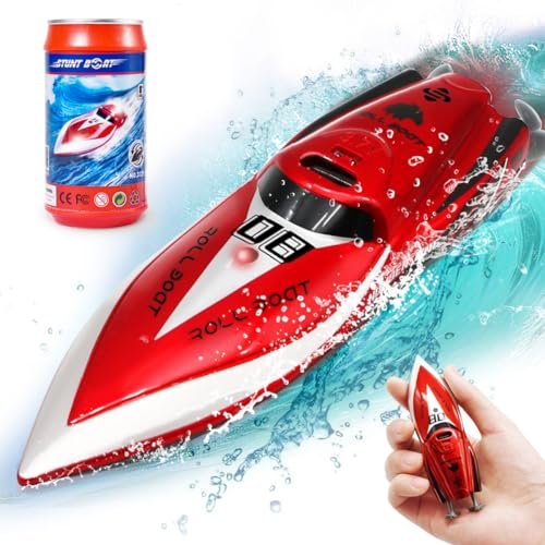 LAFALA FT007 RC Boat Battery Powered Mini Remote Control Boat 2.4Ghz with 360 Rotating Function for Kids Ages 8 12 Red