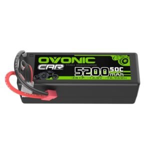 OVONIC 4S Lipo Battery 14.8V 5200mAh 50C Hardcase with T Plug for RC Vehicles