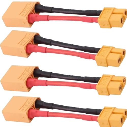 AFDHGS 4pcs XT90 Male to XT60 Female Adapters with 14AWG 2in Cable - High-Performance RC Battery Connectors