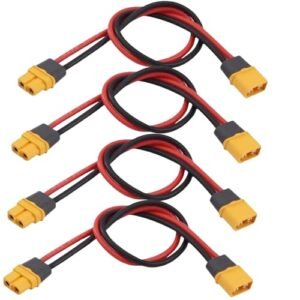 AFDHGS 4pcs XT60 M to XT60 F Adapter Extension Cables - 14AWG 30cm for RC Battery and Dual Power Solutions