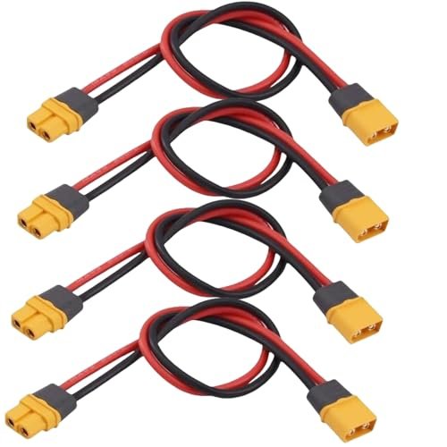 AFDHGS 4pcs XT60 M to XT60 F Adapter Extension Cables - 14AWG 30cm for RC Battery and Dual Power Solutions