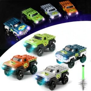 Save Unicorn RC Car Tracks in Minnesota Dino Track Cars with Glow in The Dark Feature and 3 Flashing LED Lights 4Pack Green3