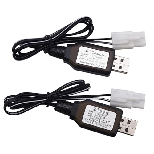 Blomiky 2 Pack 9.6V 200mA NiCD NiMH Male Standard Tamiya USB Charger Cable for Best RC Monster Trucks