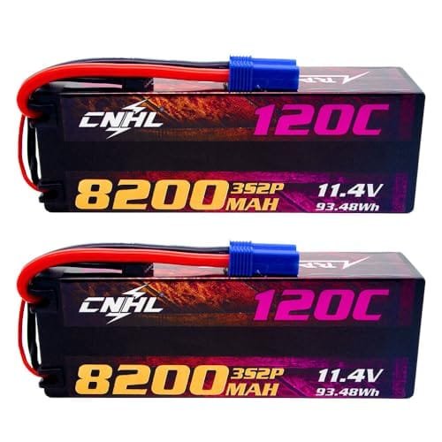 CNHL 3S Lipo Battery 8200mAh 120C 11.4V with EC5 Connector for RC Drag Tires Belted Vehicles 2 Packs