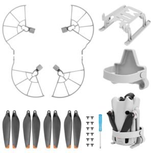 DJI Mini 4 Pro Accessories Kit with RC Plane Tricycle Landing Gear Propeller Guard and Low Noise Propellers