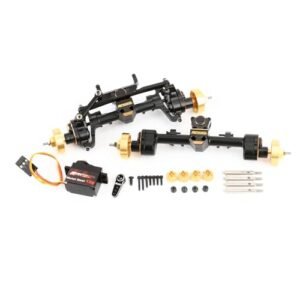RCAWD Dodge Durango RC Body 12mm Widen 30% Upgrades 12T Gear SCX24 Portal Axle Set with Brass Weights Hex Shell 8g RC Servo Servo Mount