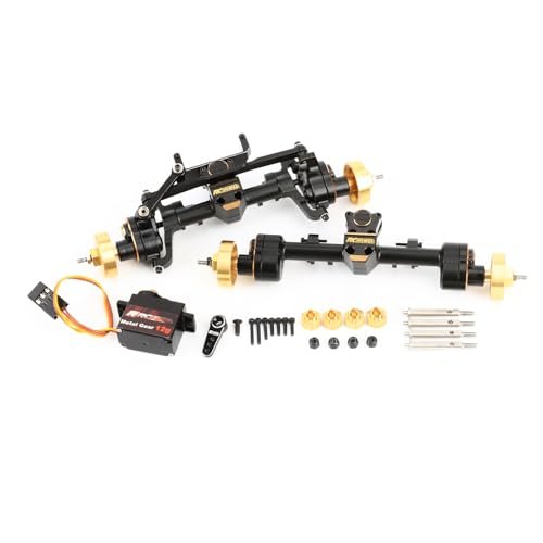 RCAWD Dodge Durango RC Body 12mm Widen 30% Upgrades 12T Gear SCX24 Portal Axle Set with Brass Weights Hex Shell 8g RC Servo Servo Mount