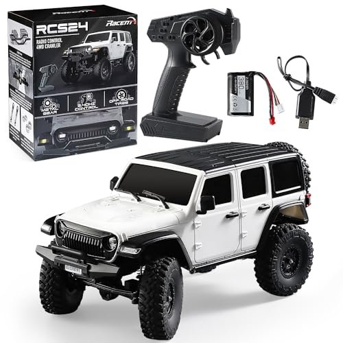 RCSHOBBY 1/24 Scale RC Car 4x4 Monster Truck with Bright Headlight Waterproof 2.4GHz Remote Control Rock Crawler Off Road Climbing Vehicle RTR for Adults and Kids White