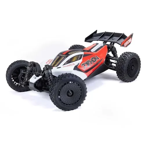 ARRMA RC Nitro Car Typhon GROM 4x4 Smart Small Scale Buggy RTR with Battery Charger Red White ARA2106T2