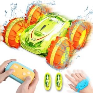 SUNJOM Amphibious Remote Control Car Boat for Kids Waterproof Gesture Controlled RC Car Stunt Car with Lights 2.4Ghz All Terrain Pool Toys for Ages 4 to 12 Boys and Girls Green rc willey idaho falls