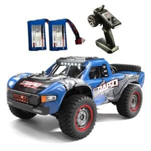 WPLDEWAN 70 mph RC Truck 1 14 Scale Off Road Remote Control Car 4x4 Hobby Toy with 390 Motor Metal Chassis and 2 Batteries