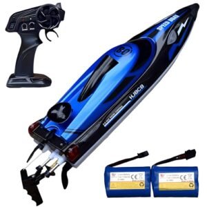 XDJXWJN Fishing Boat RC High Speed Remote Control Boat with 25 KPH 4 Channel 2.4 GHZ for Adults and Kids