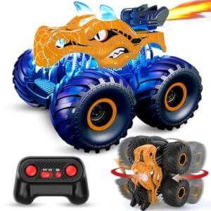 ScharkSpark Dinosaur RC Trucks Monster Trucks with Light Sound Spray for Kids Ages 3 4 5 6 7 8