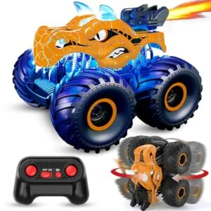 ScharkSpark Dinosaur RC Trucks Monster Trucks with Light Sound Spray for Kids Ages 3 4 5 6 7 8