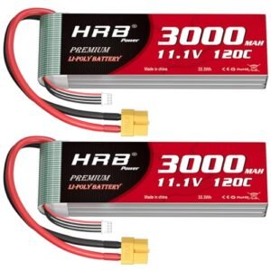 HRB 3S Lipo Battery XT60 3000mAh 120C 11.1V RC Lipo Battery Compatible with RC Car Airplane Boat Truck (2packs)
