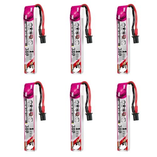 CODDAR 6 Packs 380mAh 1S A30 LiPo 70C High Voltage HV 3.8V Battery for Cetus X FPV Drone RC Racing Drone