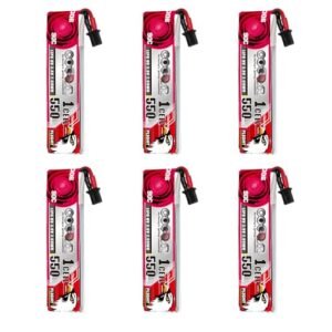 CODDAR 6 Packs 550mAh 1S 3.8V 90C HV LiPo Battery for RC Willey Cloud Couch FPV Drones