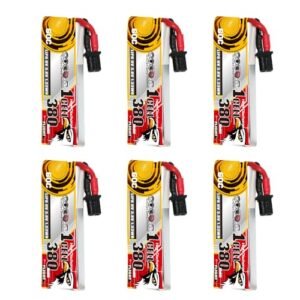 CODDAR 6 Packs 1S 380mAh 3.8V 60C HV LiPo Battery with A30 Cabled for Happymodel Mobula6 Mobula7 Snapper RC Racing Drone FPV Quads Quadcopter