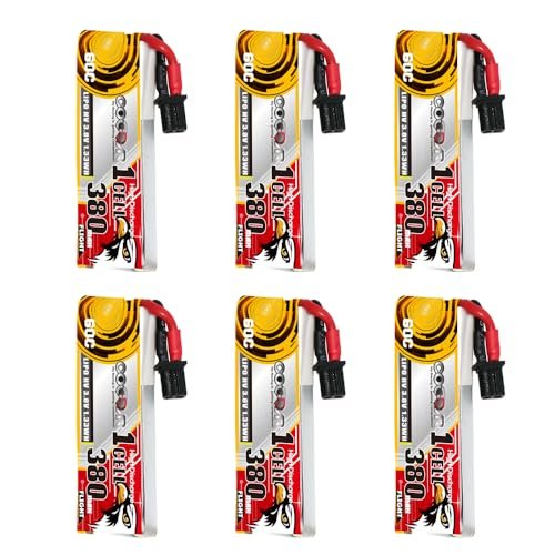 CODDAR 6 Packs 1S 380mAh 3.8V 60C HV LiPo Battery with A30 Cabled for Happymodel Mobula6 Mobula7 Snapper RC Racing Drone FPV Quads Quadcopter