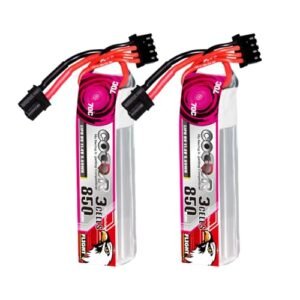 CODDAR 2 Packs 11.4V 850mAh 3S 70C HV LiPo Battery with XT30 Connector for 2.5 Inches Toothpick Drone RC Racing Drone FPV Quads Quadcopter CD3S85070HV