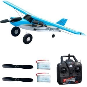 FLYCOLOR QIDI 560 M7 RC Fixed Wing Plane Off Road Aircraft with One Key Hanging Stunt and Wind Resistant Flight Control Blue