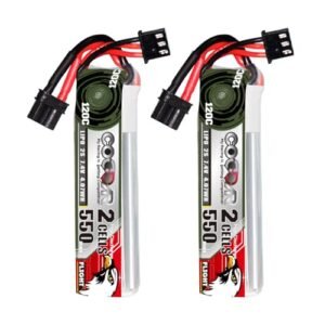 CODDAR 2 Packs 550mAh 2S 7.4V 120C LiPo Battery XT30 Connector for Happymodel Crux3 RC Racing Drone FPV Quads
