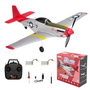 LAZY BEE RC Plane P51 Mustang 4 Channel Remote Control Airplane with One Key U Turns for Beginners and Kids