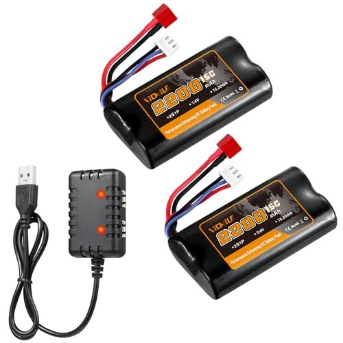 VICMILE 7.4V 2200mAh Li ion Battery with Dean Style T Plug for RC Trucks Brockton MA