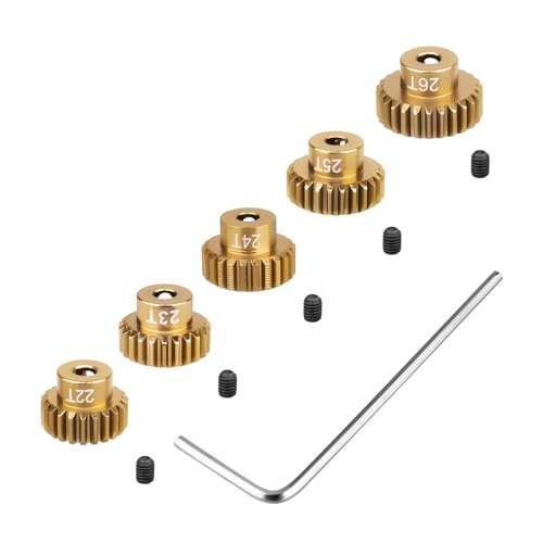 CrazyHobby 48P Pinion Gear Set Alloy 22T 23T 24T 25T 26T 3.175mm Shaft Hole for Ford Dually RC Truck and Other 1/10 Scale Models