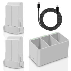 COOLSHOW Mini 4 Pro Mini 3 Series Battery 2 Packs 3850mAh and Triple Mini 4 Pro Mini 3 Series Two Way Charging Hub Kit for DJI Mini 4 Pro Mini 3 Mini 3 Pro Drone